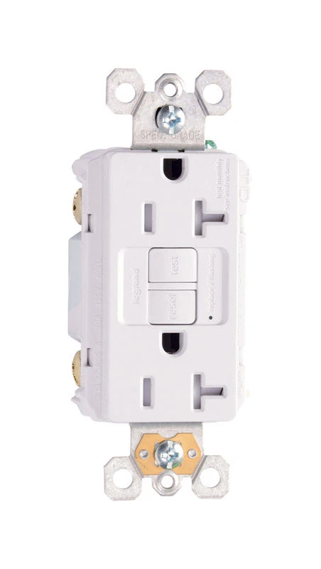 Pass & Seymour GFCI Receptacle, Duplex, 20A, White