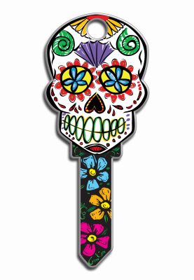 B136s Skull Design House Key Blank Sc1, Brass, Enamel Coated, Pack Of 5