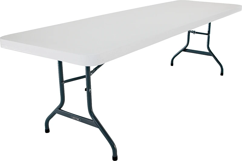 Folding Table, White Polyethylene With Steel Frame, 30 x 96-In.