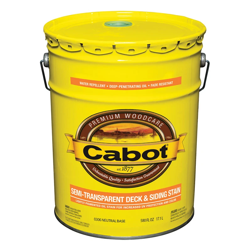 Semi-transparent Deck & Siding Exterior Stain & Sealer, 5 Gallon Neutral Base