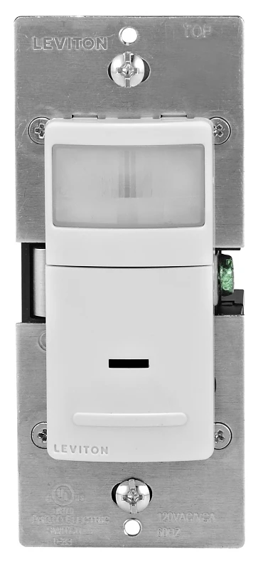 Leviton R02-IPS02-1LW Motion Detector, 2.5 A, 120 V, 1-Pole, Motion Sensor, 180 deg Sensing, 900 sq-ft Sensing, White