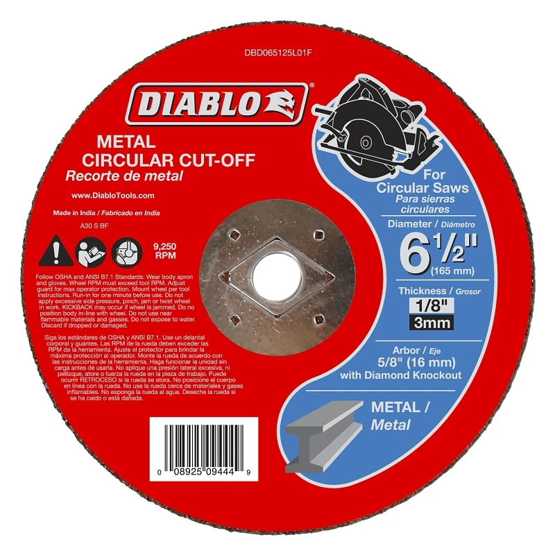 Metal Circular Cut-Off Disc, 6-1/2 x 1/8 x 5/8-In.