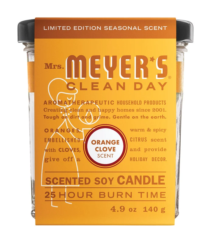 Mrs. Meyer's Clean Day Orange Clove Scent Soy Candle 4.9 Oz - Small Glass