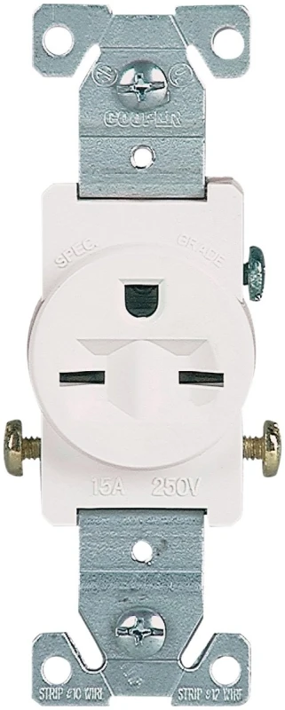 816w-box Single Receptacle, 2-pole, 250 V, 15 A, Nema 6-15r, White
