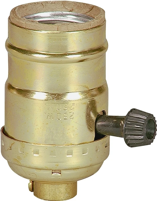 917abd-box Brass Lamp Holder, 250 Watts, 250 Volts, Turn Knob
