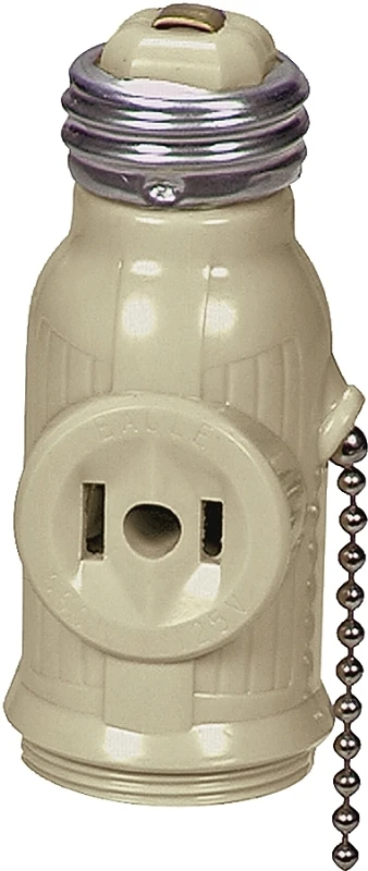 718v-box 660w Pullchain Socket Adapter With 2 Outlets, Ivory