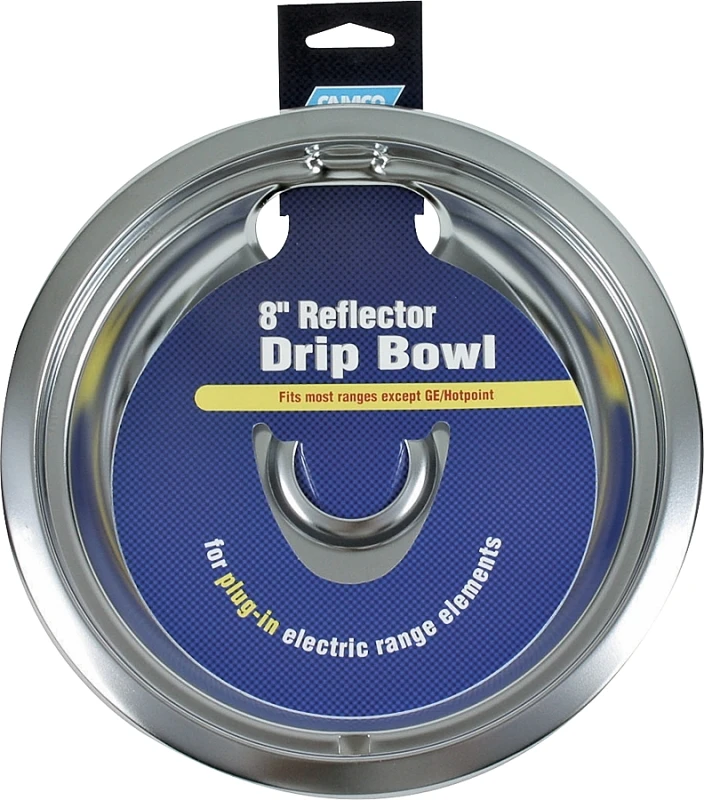 00393 8 Inch Chrome Electric Range Drip Pan - Universal Reflector Bowl