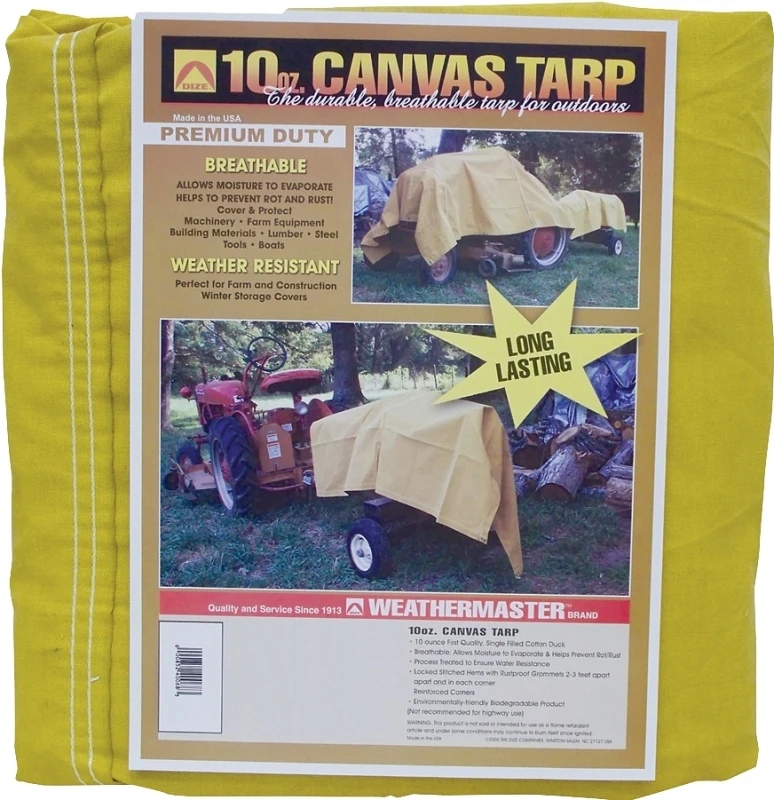 Weathermaster Ca1012d Canvas Tarpaulin, 10 Ft W X 12 Ft L, Tan