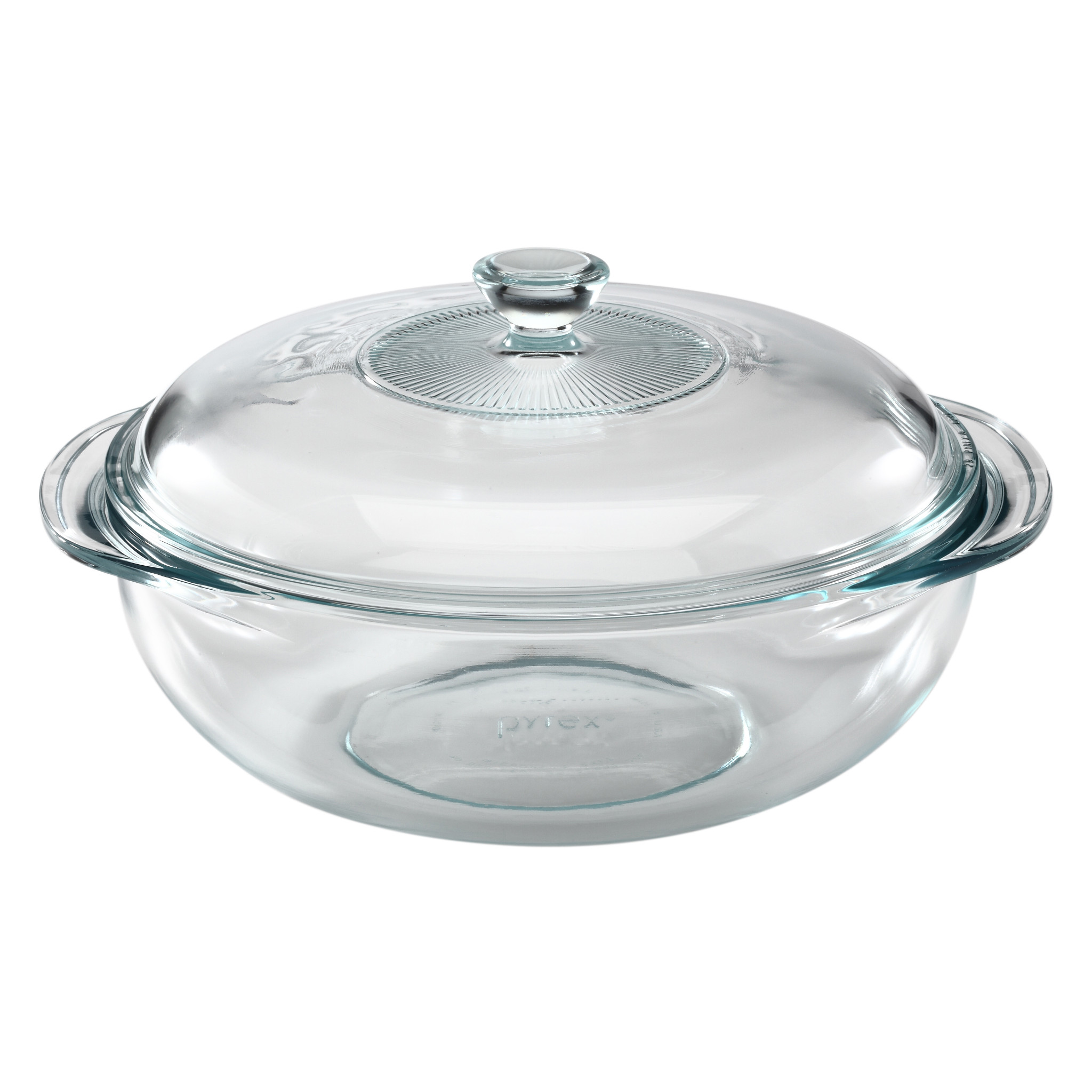 2 Quart Clear Glass Casserole Dish With Knob Cover