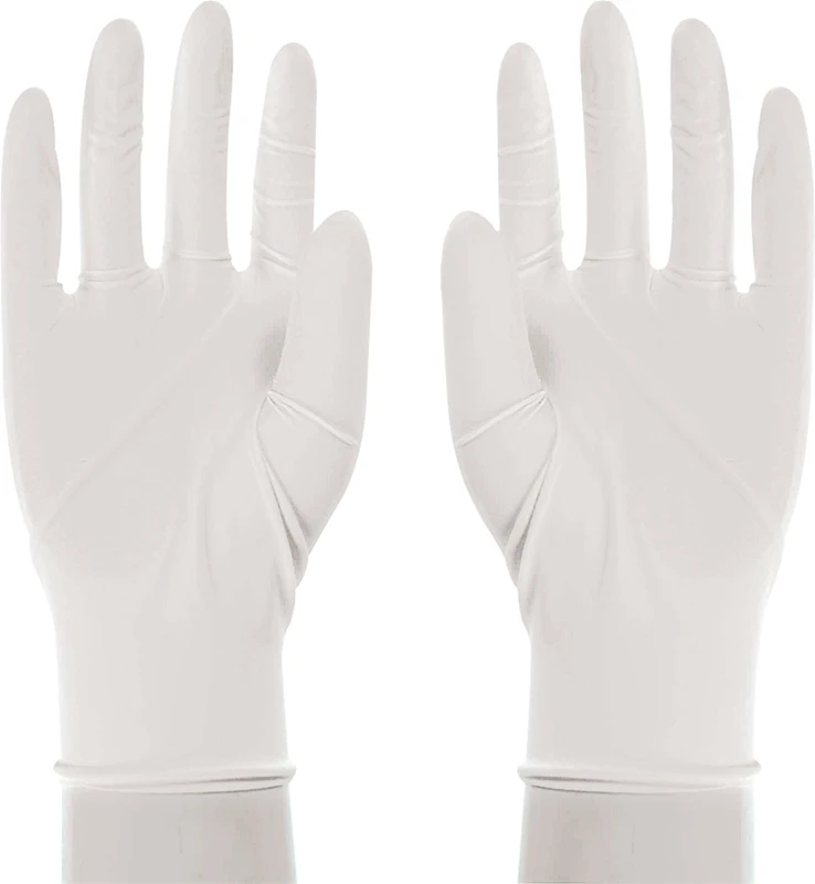 1ul0004m Medium Disposable Powdered Latex Gloves, 100 Count, 9-1/2 In L, Rolled Cuff, White