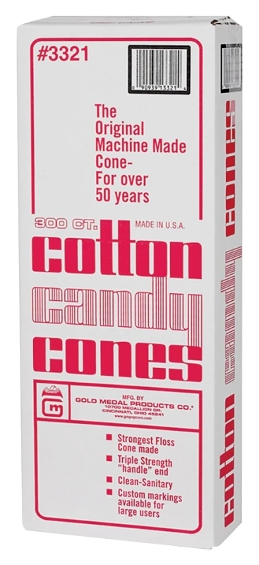 3321 Plain Cotton Candy Cones - Heavyweight Kraft Paper, 300 Count