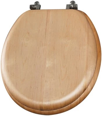 9601ni 418 Natural Reflections Maple Wood Round Toilet Seat With Brushed Nickel Hinges