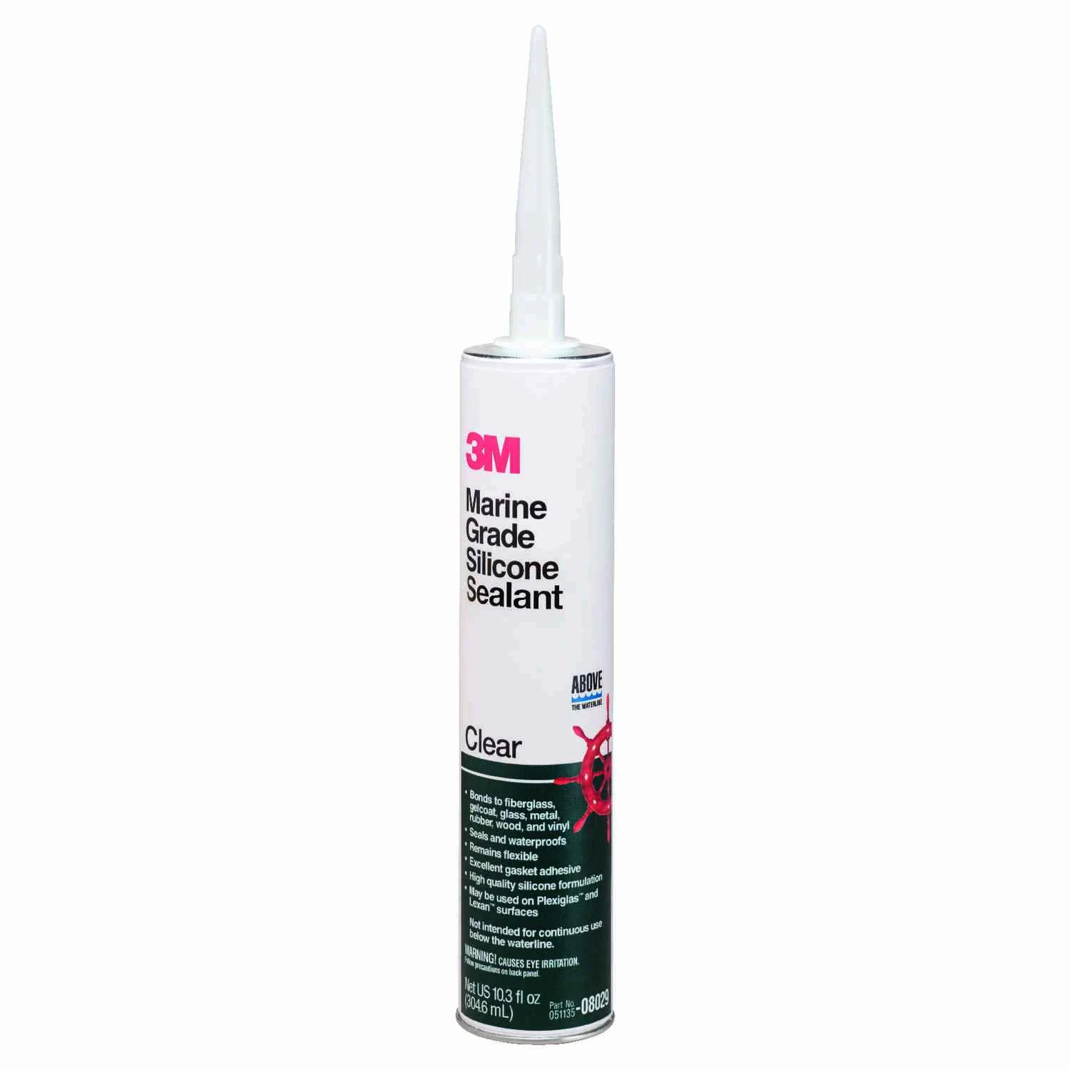 Marine Grade Silicone Sealant 10 Oz, Clear, Model 08029, Mildew Resistant, 1 Pk