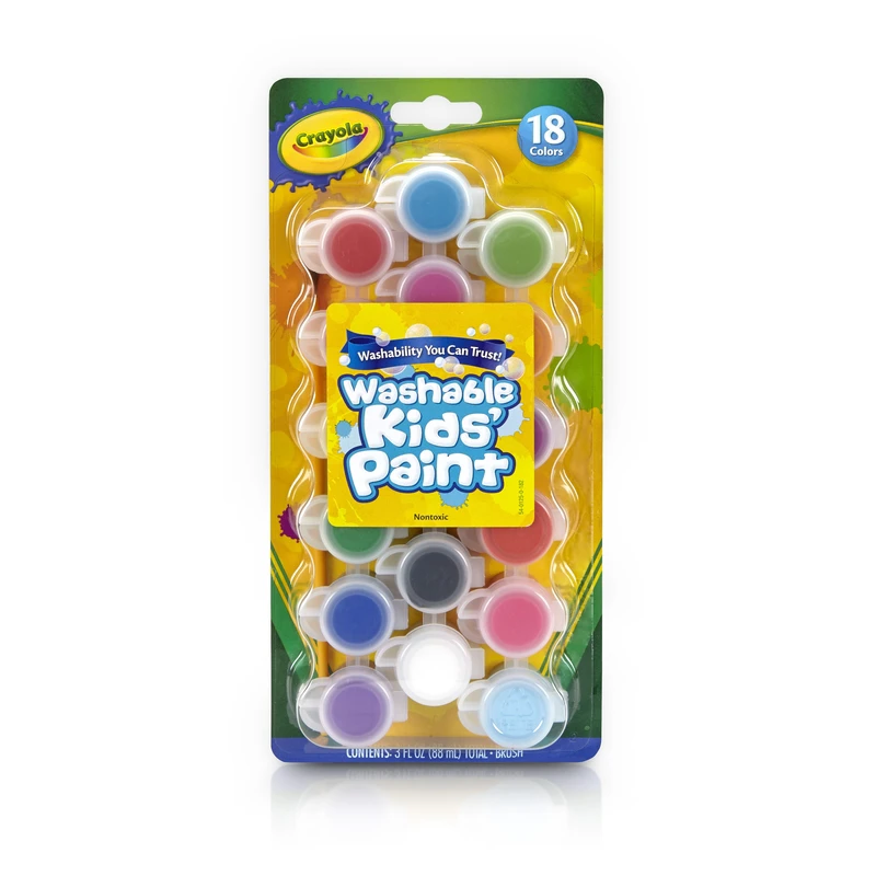"Crayola Washable Kids' Paint Pots, Assorted Colors, 18/Pack"