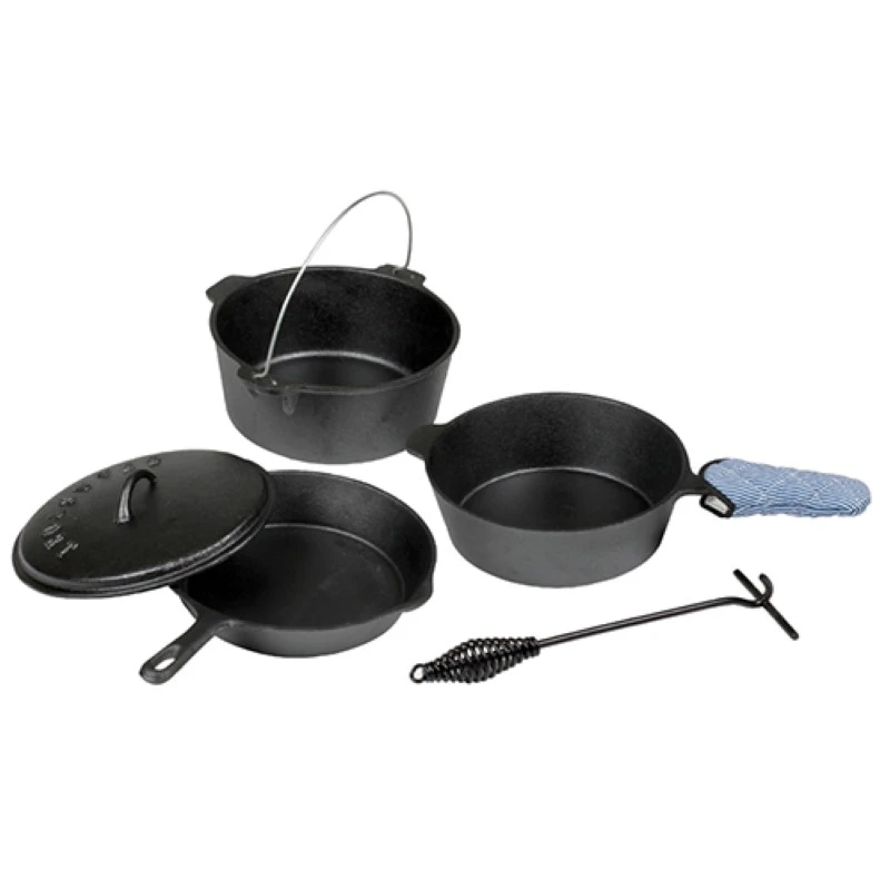 6-piece Pre-seasoned Cast Iron Cook Set With Hot Handle Holder, Model 16903