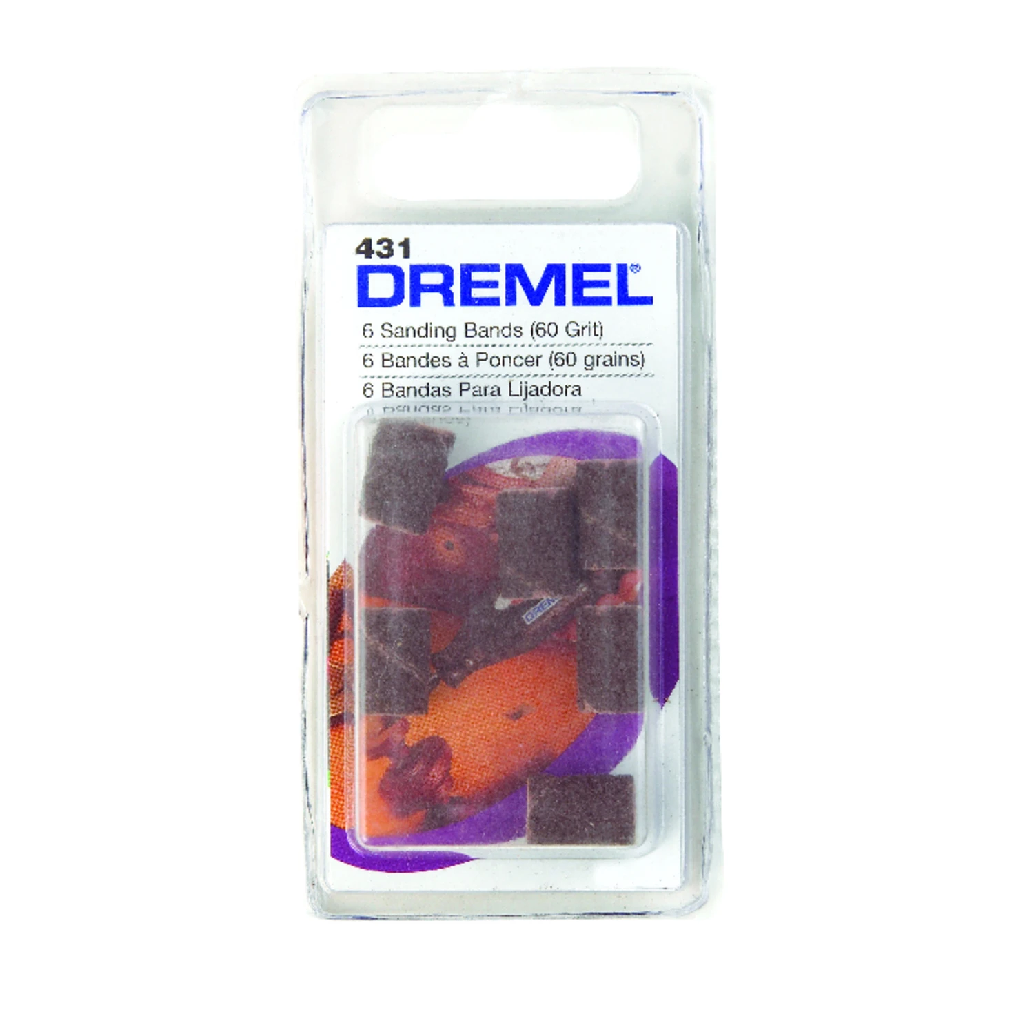 Dremel 431 Sanding Band, 1/4 in Dia Drum, 1/8 in Dia Shank, 60 Grit, Coarse, Aluminum Oxide Abrasive Dremel 431 Sanding Band, 1/4 in Dia Drum, 1/8 in Dia Shank, 60 Grit, Coarse, Aluminum Oxide Abrasive