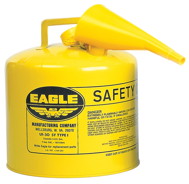 Safety Diesel Gas Can, Yellow Type I, 5 Gallons