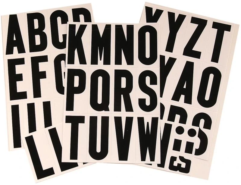 Mm-4l 3 In. Self-adhesive Vinyl Letter Set A-z, Black On White, 1 Pk