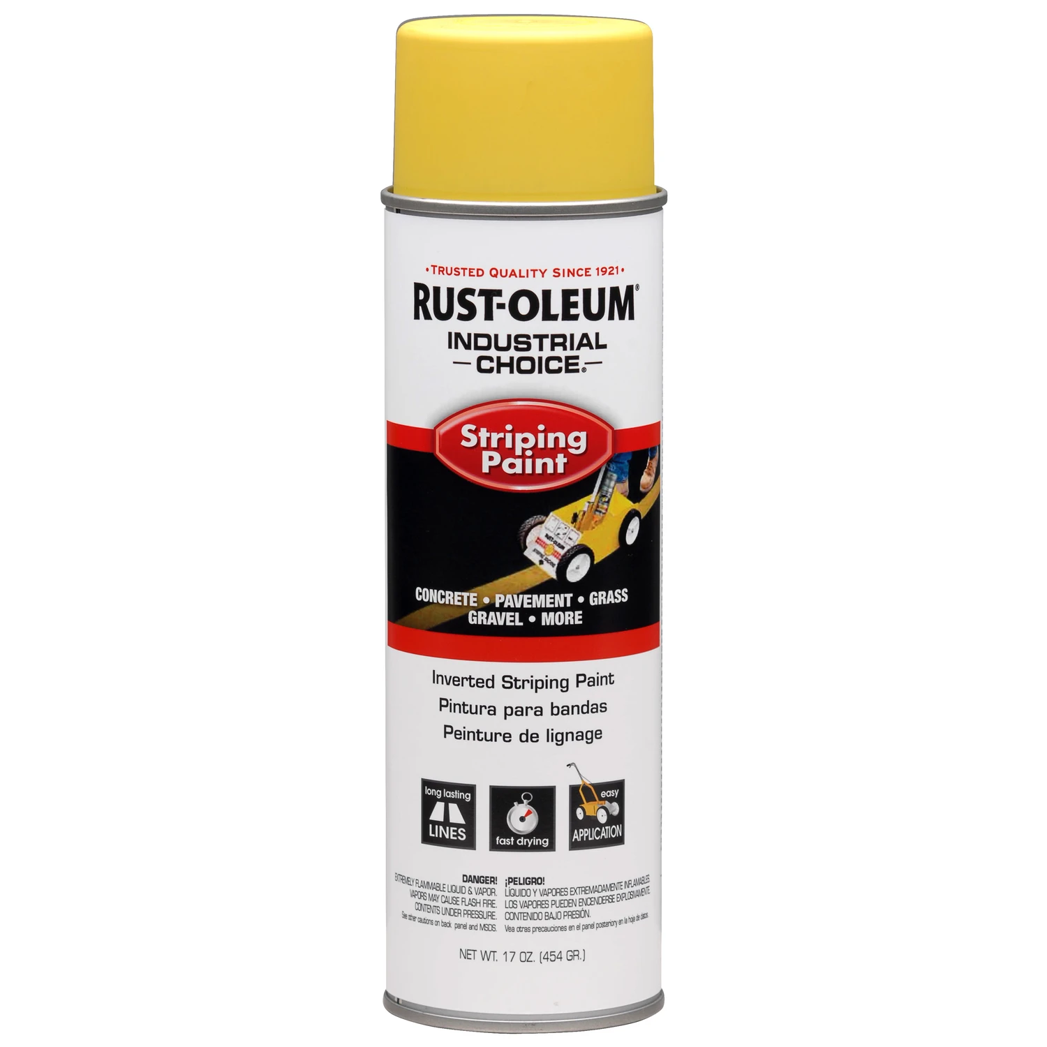 Industrial Choice Yellow Striping Spray Paint, 17 Ounce, Inverted Spray Can