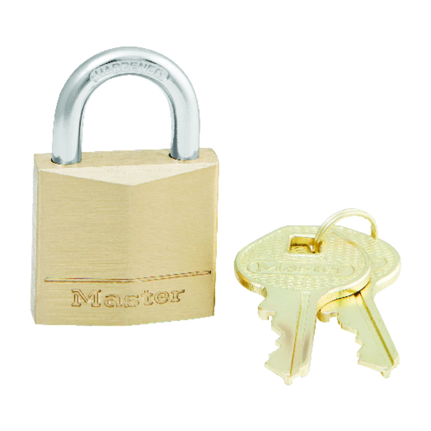 Master Lock 130D Padlock, Keyed Different Key, 3/16 in Dia Shackle, 5/8 in H Shackle, Steel Shackle, Solid Brass Body
