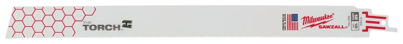 Milwaukee The Torch 48-00-5789 Reciprocating Saw Blade, 1 in W, 12 in L, 18 TPI, Bi-Metal Cutting Edge