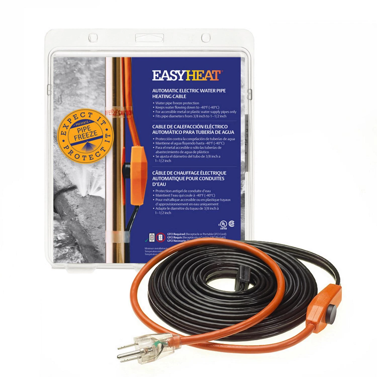 Automatic Water Pipe Heating Cable, Freeze Protection, 30 Ft.