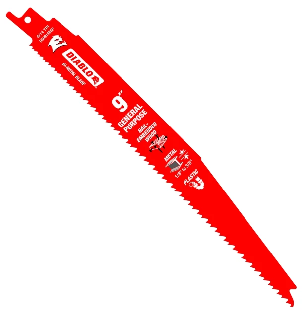 Diablo DS0914BGP5 Reciprocating Saw Blade, 1 in W, 9 in L, 8/14 TPI, Bi-Metal Cutting Edge