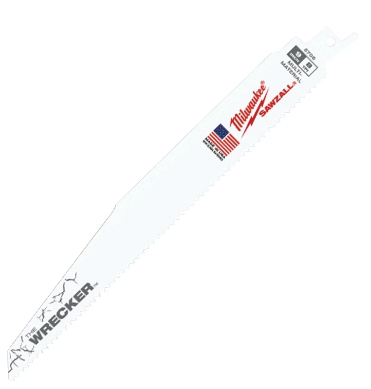 Milwaukee The WRECKER 48-00-5706 Reciprocating Saw Blade, 1 in W, 9 in L, 7/11 TPI, Bi-Metal Cutting Edge