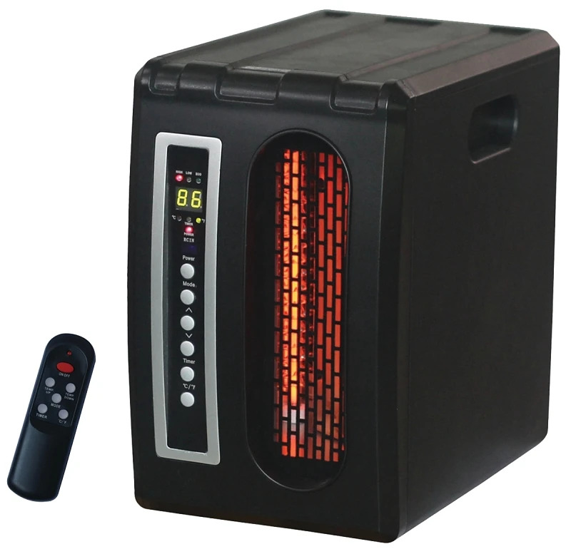 Qde1320 Electric Infrared Heater, 1500 Watts, 5120 Btu, 1000 Sq-ft, Silver