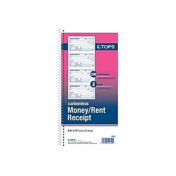 Money/rent Receipt Book, 2-3/4 X 4-3/4, Carbonless, 200 Sets