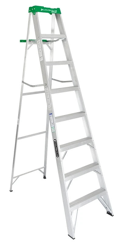 Stepladder, Medium-Duty Aluminum, Rubber Feet, 8-Ft.