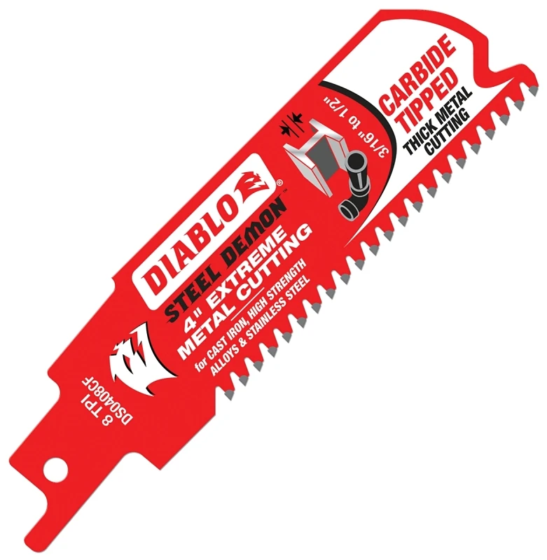 Diablo DS0408CF Steel Demon Reciprocating Saw Blade, 8 TPI, 1 In. x 4 In.
