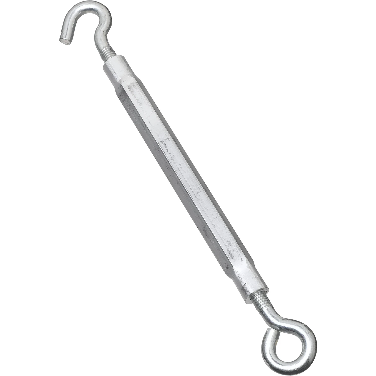 Turnbuckle, Hook & Eye, Zinc, 3/8 x 16 In.