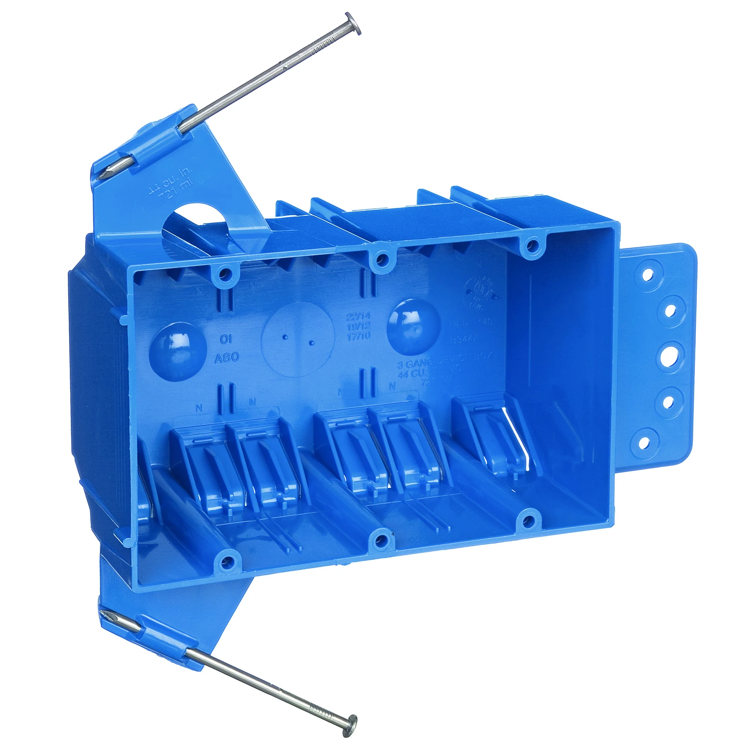 3 Gang New Work Switch & Outlet Box, 5-5/8 x 3-3/4 x 2-11/16 In. Deep