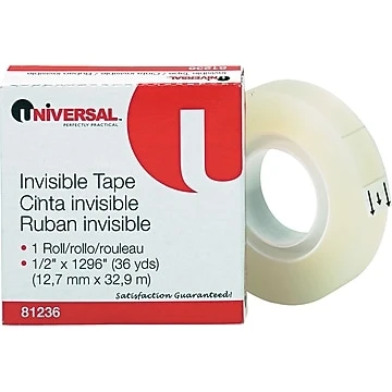 Invisible Tape, 1/2" X 1296", 1" Core, Clear - Single Roll