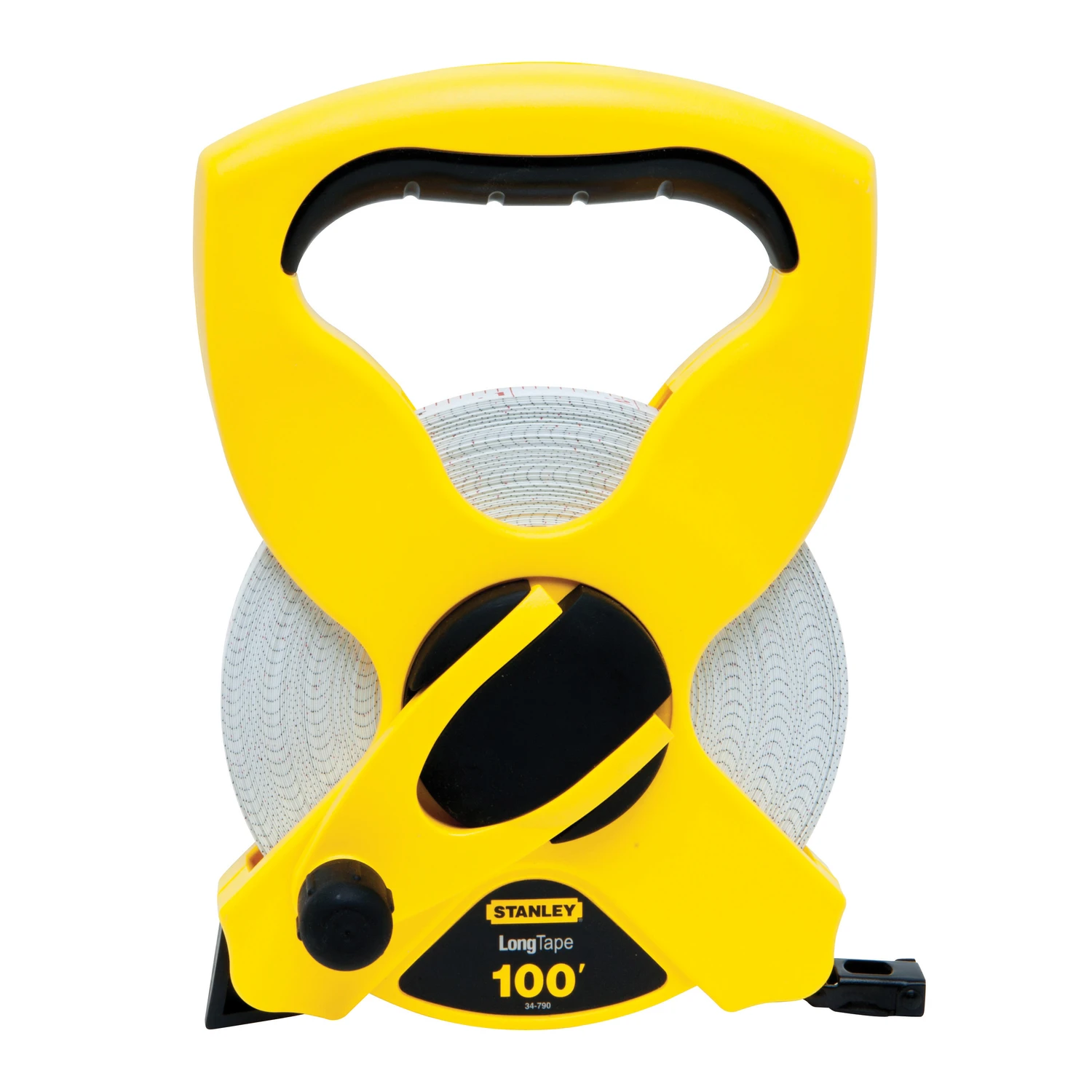 STANLEY 34-790 Tape Measure, 100 ft L Blade, 1/2 in W Blade, Fiberglass Blade, ABS Case, Black/Yellow Case