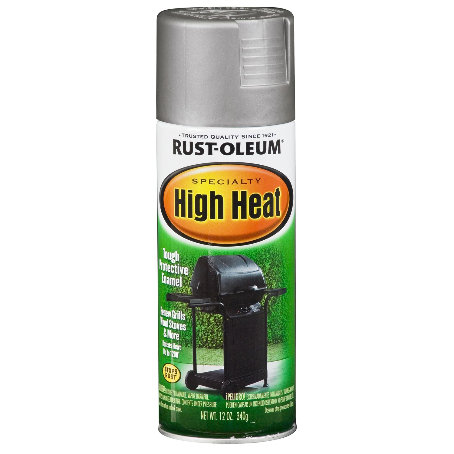 High-Heat Spray Paint, Flat Silver, 12 oz.