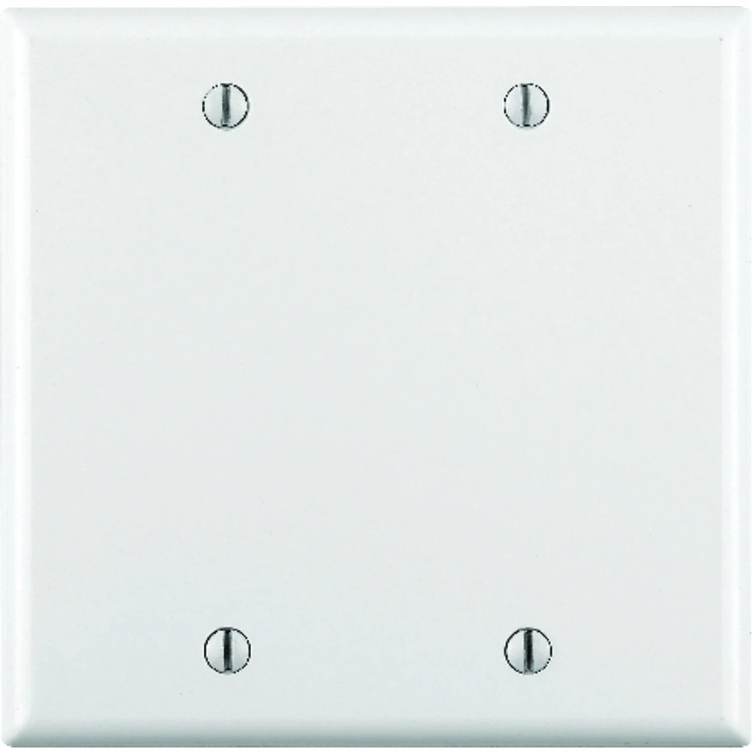 Leviton 001-88025-000 Blank Wallplate, 4-1/2 in L, 4.56 in W, 0.22 in Thick, 2-Gang, Thermoset Plastic, White, Smooth