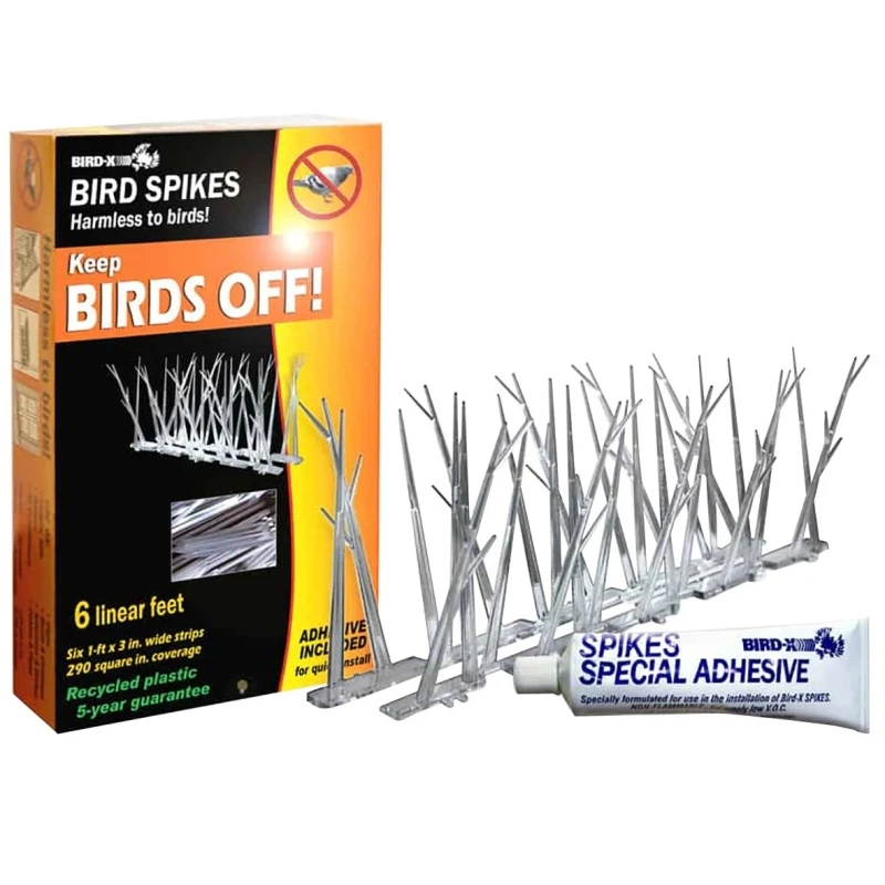 Bird-x Sp-10-nr Polycarbonate Bird Spike Kit, 10 Ft. With Adhesive, 10 Strips