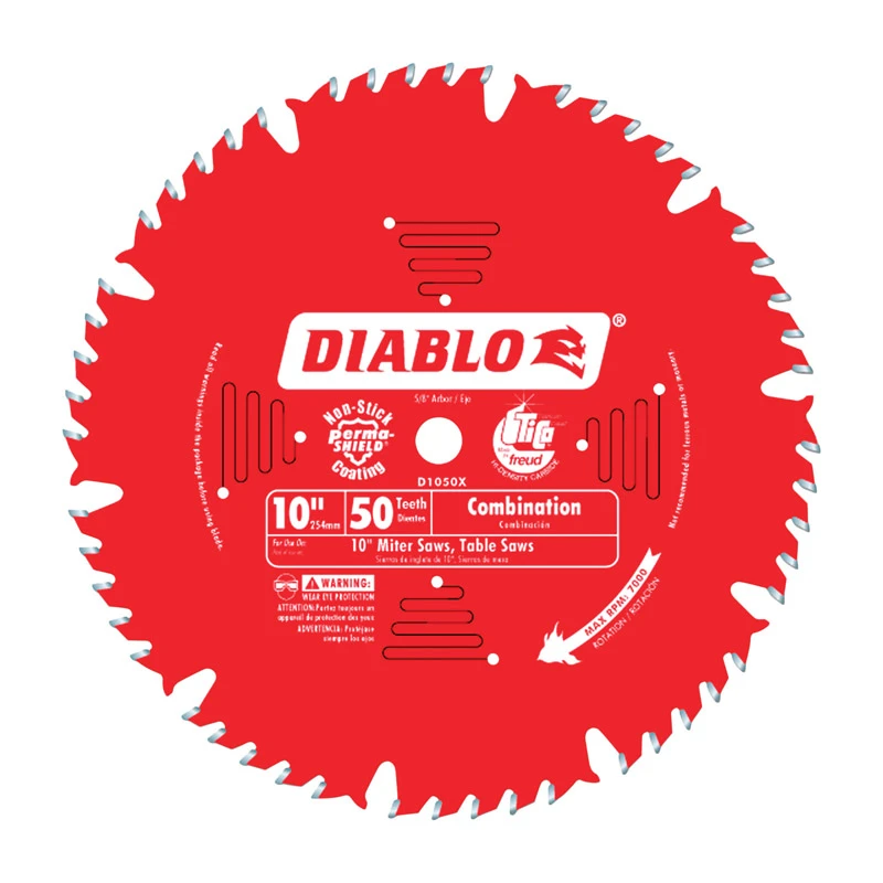 Diablo D1050X Circular Saw Blade, 10 in Dia, 5/8 in Arbor, 50-Teeth, Carbide Cutting Edge