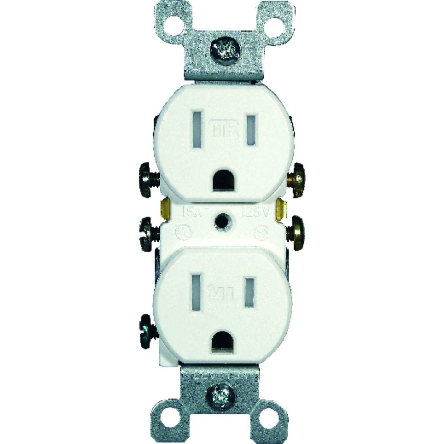 Leviton N02-T5320-00W Duplex Receptacle, Thermoplastic, White, 2-Pole, 15 A, Push-In, Side Wiring, NEMA: 5-15R