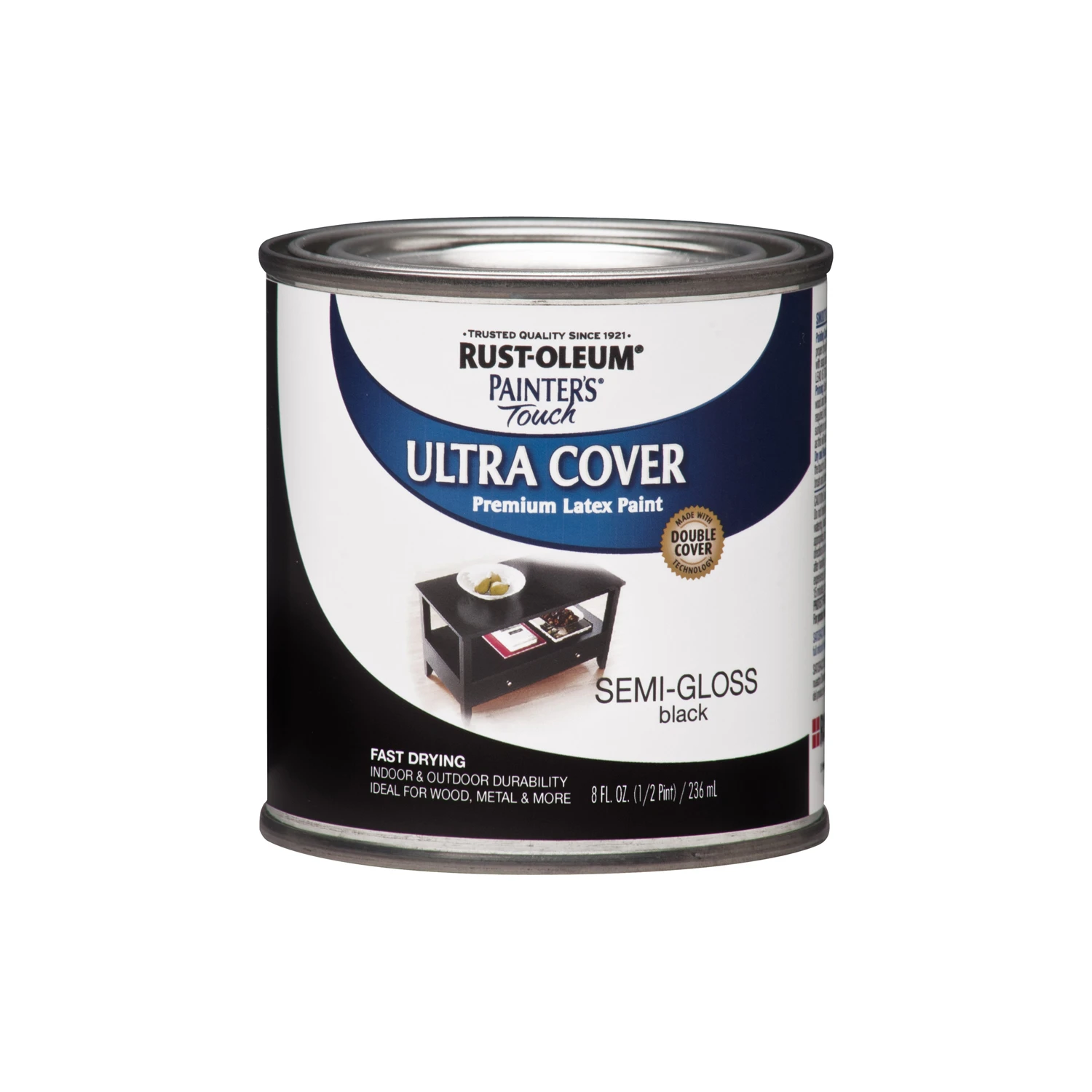Painter's Touch Ultra Cover Latex Paint, Semi-Gloss Black, 1/2-Pint