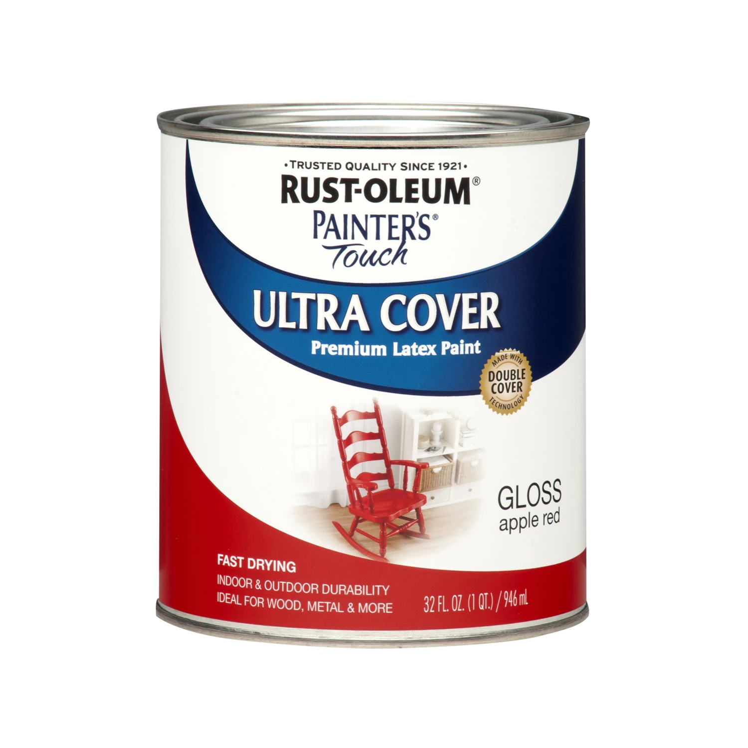 Painter's Touch Ultra Cover Latex Paint, Apple Red Gloss, 1-Qt.