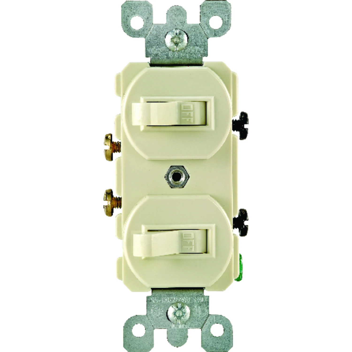 Leviton S01-05224-2IS Duplex Combination Double Switch, 15 A, 120/277 V, Lead Wire Terminal, Ivory
