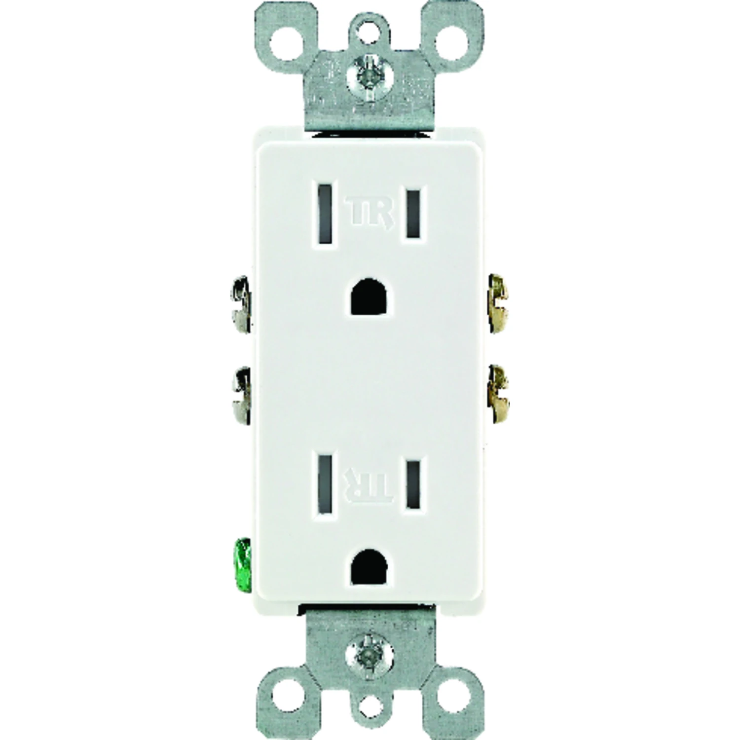 Leviton S02-T5325-00W Duplex Receptacle, Thermoplastic, White, 2-Pole, 15 A, 125 V, NEMA: 5-15R, 3-Wire