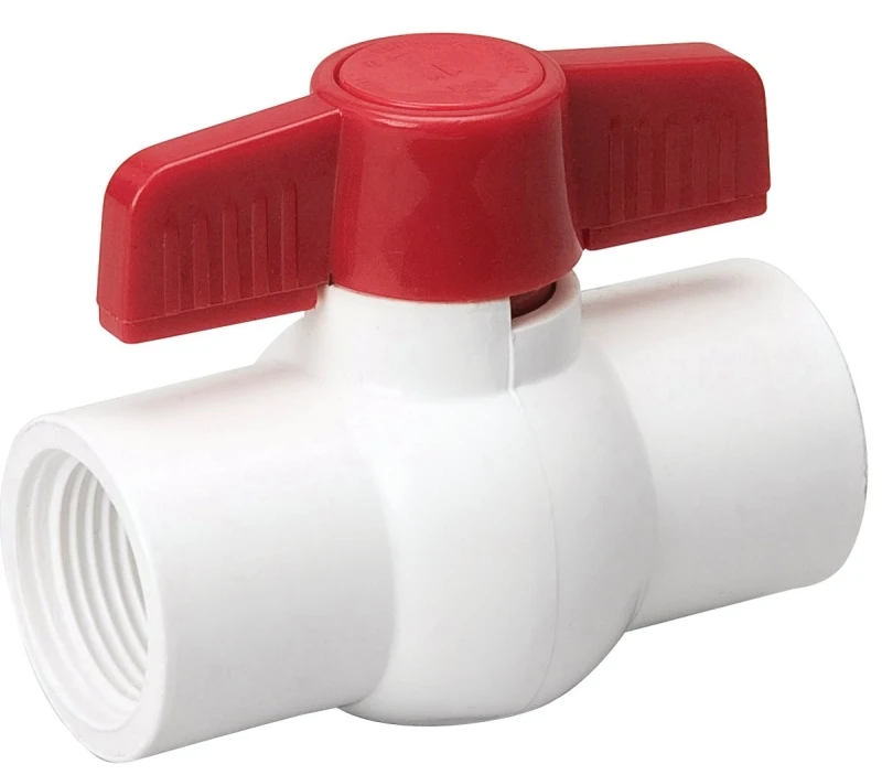 Threaded Ball Valve, White PVC, 3/4 In.