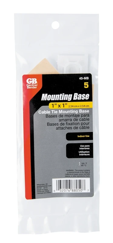 Cable Tie Mounting Base, White, 5-Pk.