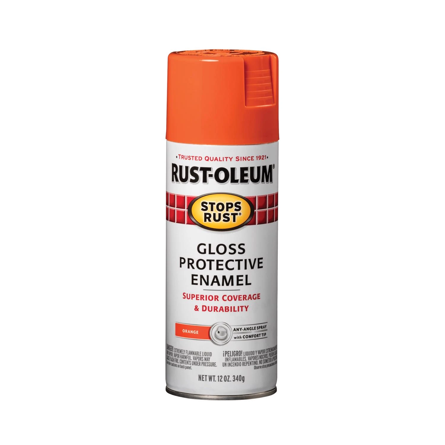 Stops Rust Spray Enamel, Orange Gloss, 12-oz.