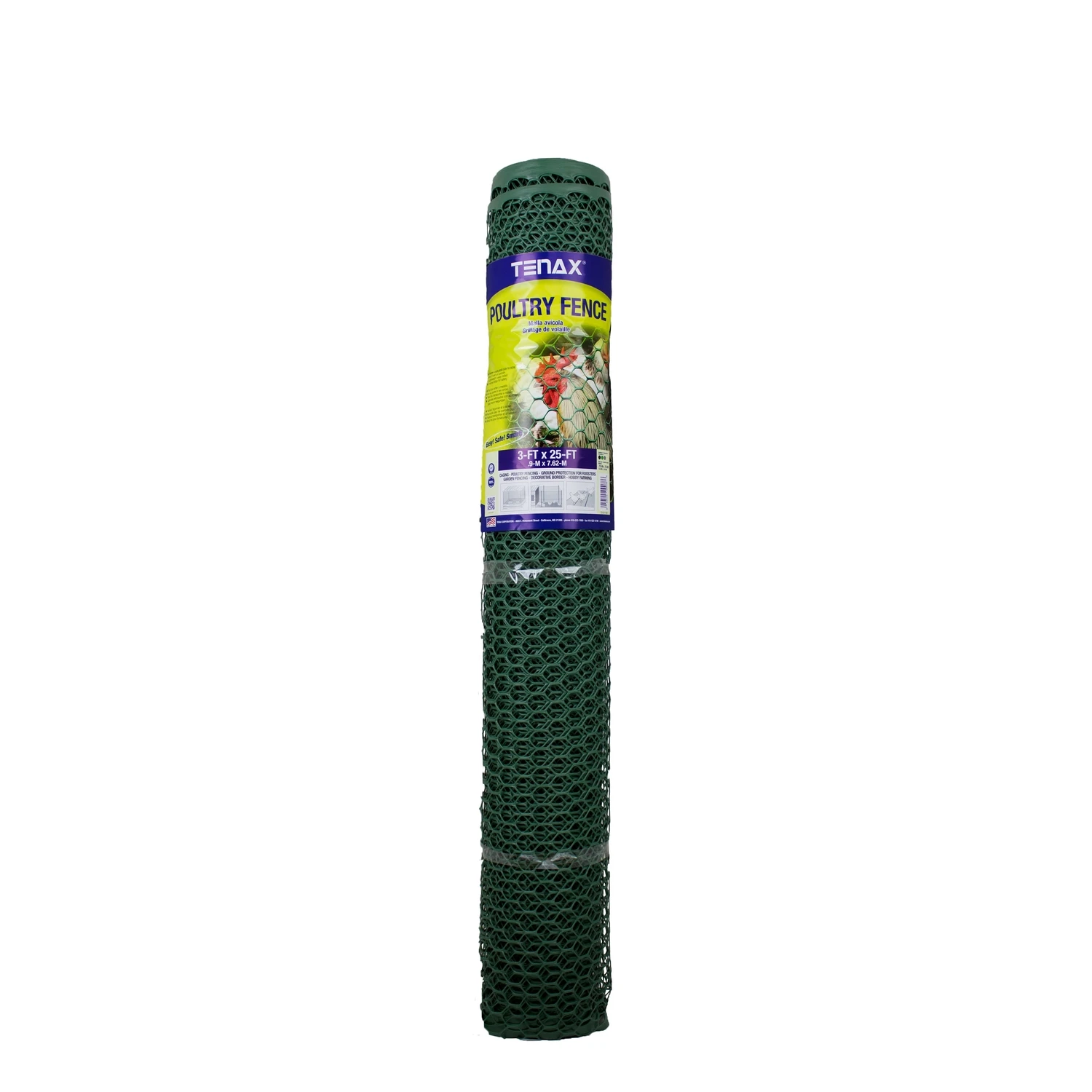 3 Ft. H X 25 Ft. L Hexagonal Plastic Poultry Netting Fence, Green