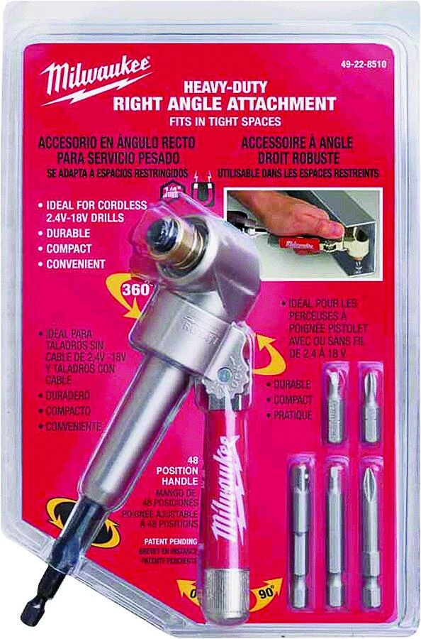 49-22-8510 Right Angle Drill Attachment, 1/4 In. Hex, 2 In. Wide, 235 In-lbs Torque